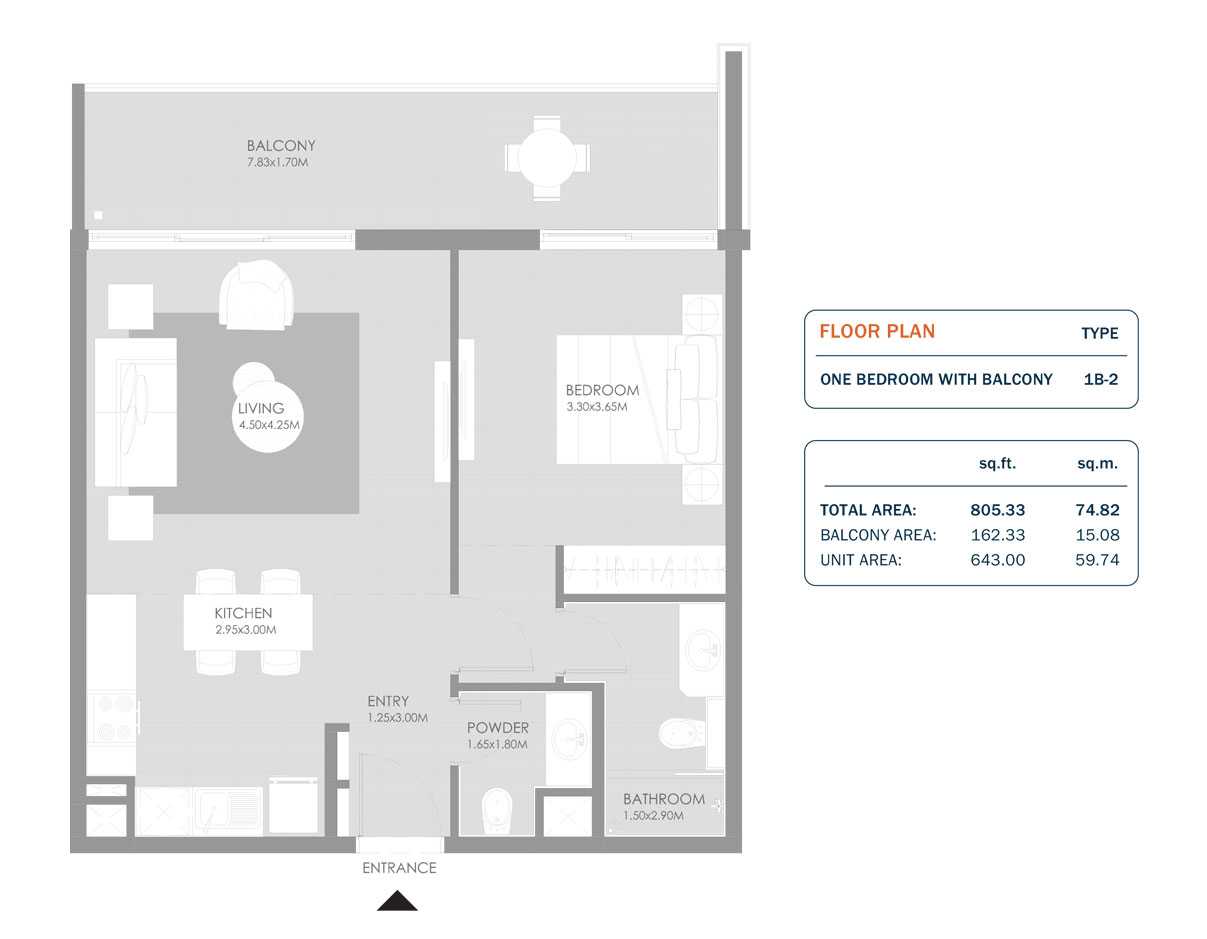 1 Bedroom, Size 805.33 Sq.ft